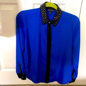 Rock & Republic Studded Blue Cobalt Blouse